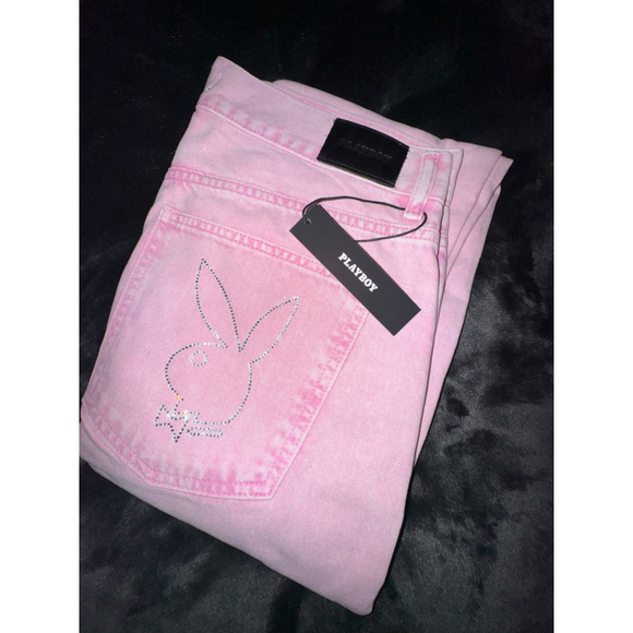 NWT Playboy Jeans Size 29 Pink Denim Wide Leg - Picture 4 of 5